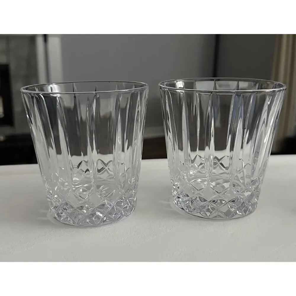 4 Wedgwood Crystal Double Old Fashioned Whiskey Rocks Glasses WWC4 Barware Vtg